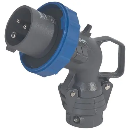 Produktfoto 1 von Legrand HYPRA Leistungssteckverbinder Blau 2P+PE, 250V Abgewinkelt IP67 16A