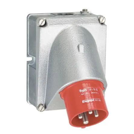 Produktfoto 1 von Legrand HYPRA Leistungssteckverbinder Rot 3P+PE, 415V, Oberfläche Abgewinkelt IP44 16A