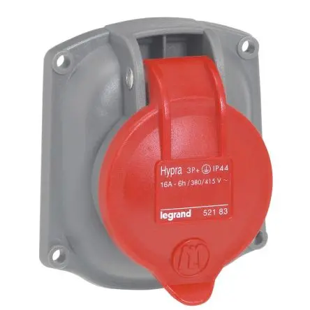 Produktfoto 1 von Legrand HYPRA Buchse Rot 3P+N+PE, 415V IP44 16A