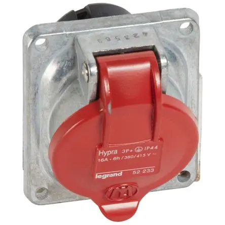 Produktfoto 1 von Legrand HYPRA Buchse Rot 3P+PE, 415V, Oberfläche IP44 16A