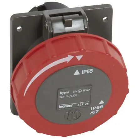 Produktfoto 1 von Legrand HYPRA Buchse Rot 3P+PE, 440V IP67 32A