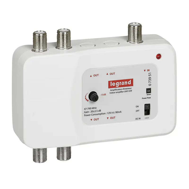 Legrand Videoschalter Typ F TV-Verstärker UHF + VHF - 790 Mhz 1 Videoeingänge 4 Videoausgänge