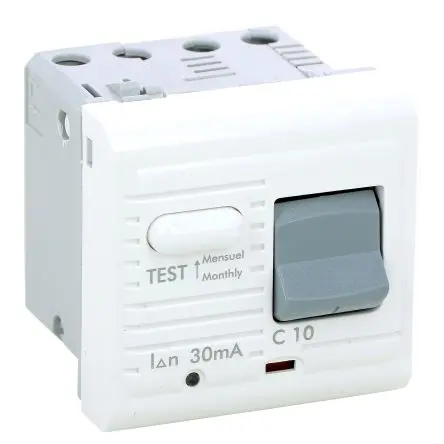 Produktfoto 1 von Legrand Mosaic FI/LS-Schalter (RCBO) 10A, 1-polig Typ A, Empfindlichkeit 30 mA