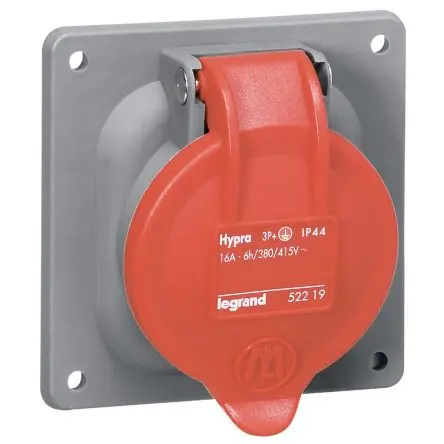 Produktfoto 1 von Legrand HYPRA Buchse Rot 3P+PE, 415V IP44 63A