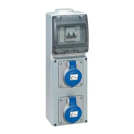 Produktfoto 1 von Legrand P17 Leistungssteckverbinder Grau 2P+PE, 250V, Wand IP44 16A