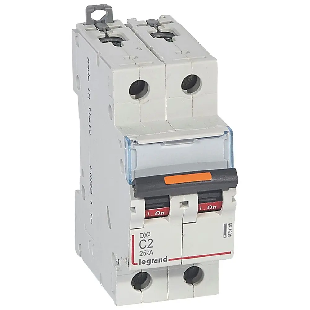 Produktfoto 1 von Legrand DX3 Schutzschalter Typ C, Pol 2-polig 2 A 400 V ac, Abschaltvermögen 25 kA DX3 400 V dc