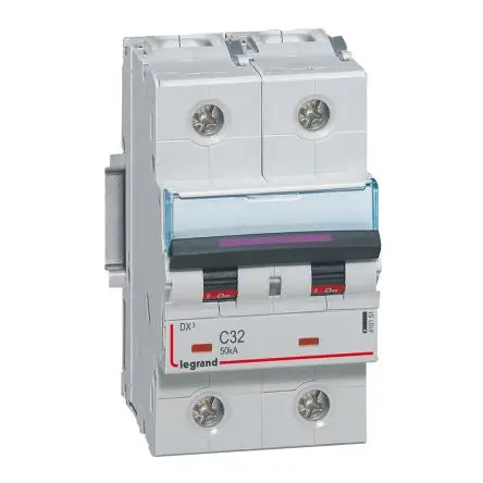 Produktfoto 1 von Legrand DX3 Schutzschalter Typ C, Pol 2-polig 32A 400V ac, Abschaltvermögen 50 kA DX3 400 V dc
