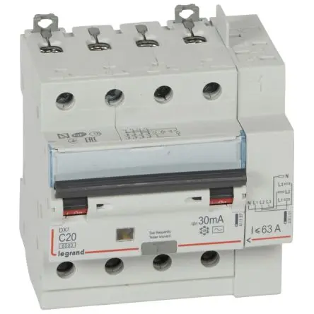 Produktfoto 1 von Legrand DX3 Schutzschalter Typ C, Pol 4-polig 20A 400V ac, Abschaltvermögen 6 kA DX3 400 V dc