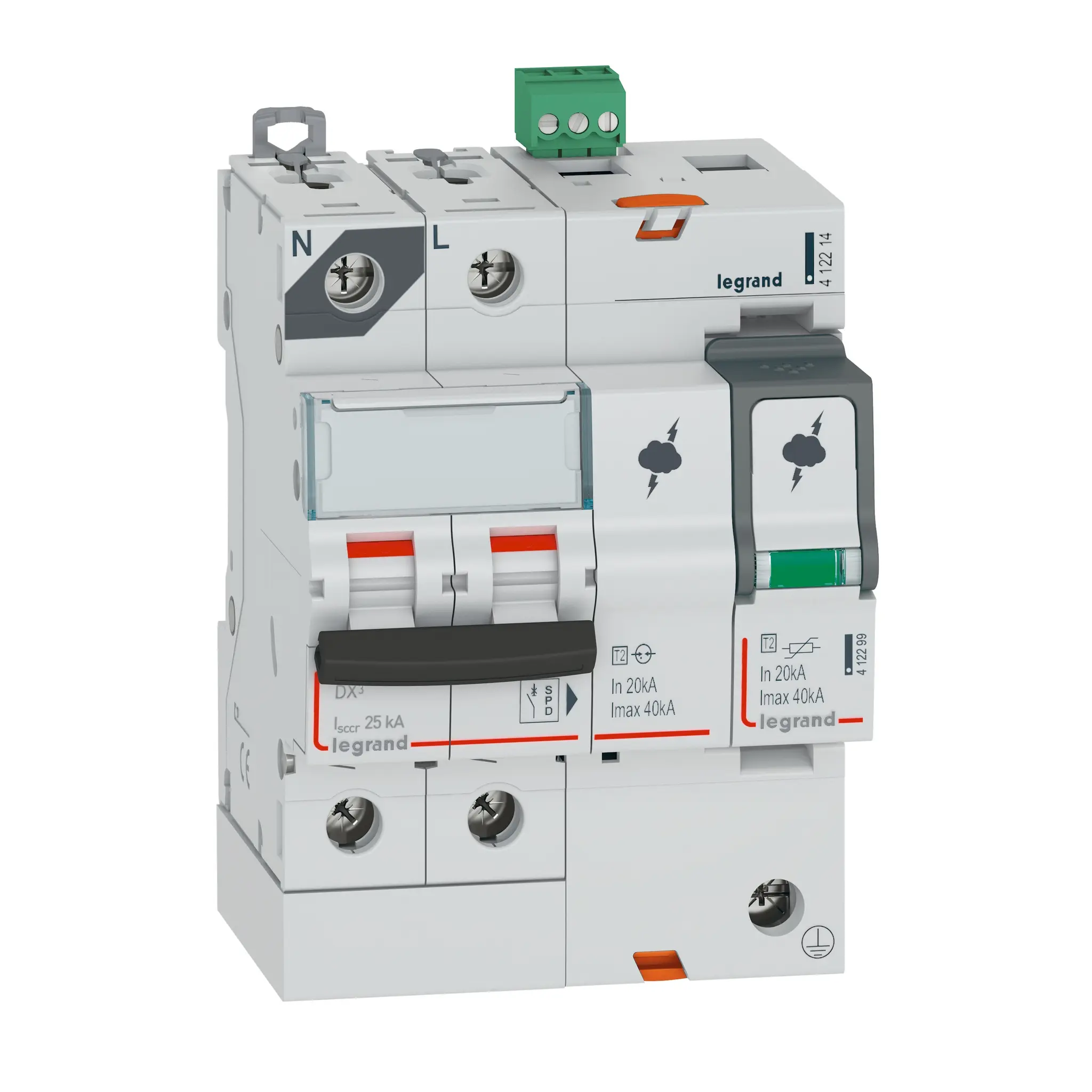 Produktfoto 1 von Legrand, Überspannungsableiter, 1-phasig, 2.5 kV 40 kA DIN-Hutschiene