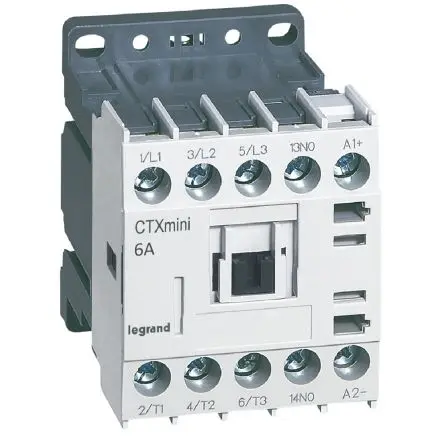 Produktfoto 1 von Legrand CTX3 Schütz, 3-polig / 6 A 24V 2.2 kW 1 Schließer 1-Hilfskontakte