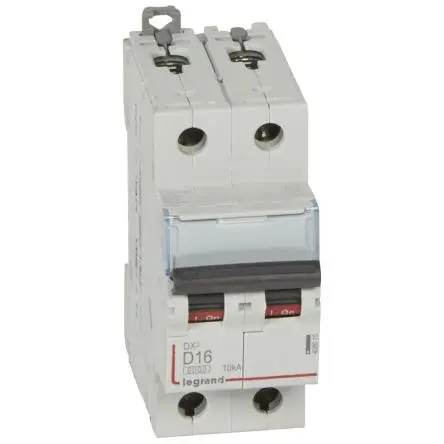 Produktfoto 1 von Legrand Schutzschalter Typ D, Pol 2-polig 16A 400V ac, Abschaltvermögen 10 kA 400 V dc
