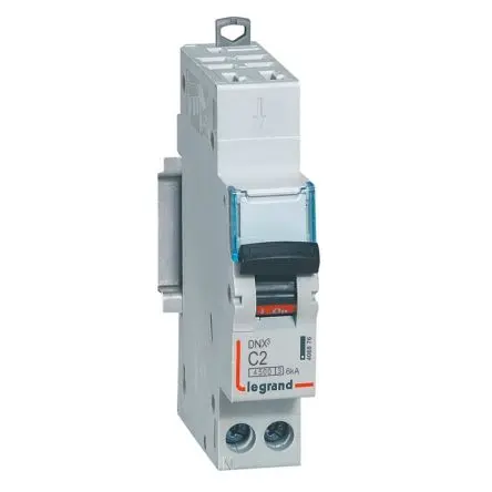 Produktfoto 1 von Legrand DNX3 Schutzschalter Typ C, Pol 1P+N-polig 2A 230V ac, Abschaltvermögen 6 kA DNX3