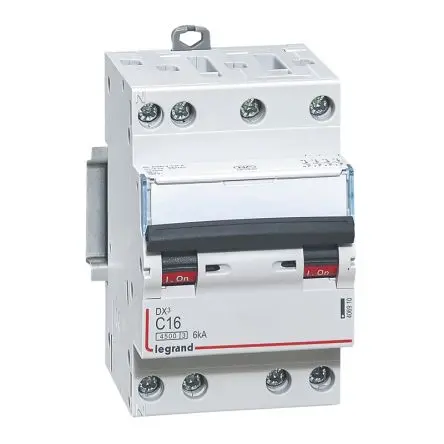 Produktfoto 1 von Legrand DX3 Schutzschalter Typ C, Pol 4-polig 16A 400V ac, Abschaltvermögen 6 kA DX3 400 V dc