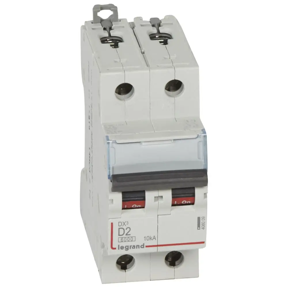 Produktfoto 1 von Legrand DX3 Schutzschalter Typ D, Pol 2-polig 2 A 400 V ac, Abschaltvermögen 10 kA DX3 400 V dc