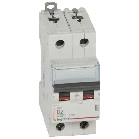 Produktfoto 1 von Legrand DX3 Schutzschalter Typ D, Pol 2-polig 2A 400V ac, Abschaltvermögen 10 kA DX3 400 V dc