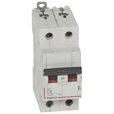 Produktfoto 1 von Legrand DX3 Schutzschalter Typ D, Pol 2-polig 6A 400V ac, Abschaltvermögen 10 kA DX3 400 V dc