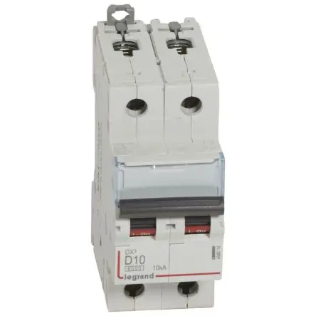 Produktfoto 1 von Legrand Schutzschalter Typ D, Pol 2-polig 10A 400V ac, Abschaltvermögen 10 kA 400 V dc