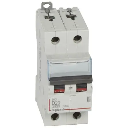 Produktfoto 1 von Legrand DX3 Schutzschalter Typ D, Pol 2-polig 20A 400V ac, Abschaltvermögen 10 kA DX3 400 V dc