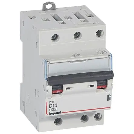 Produktfoto 1 von Legrand DX3 Schutzschalter Typ D, Pol 3-polig 10A 400V ac, Abschaltvermögen 10 kA DX3 400 V dc