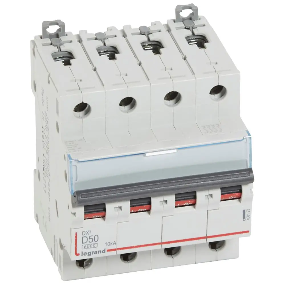 Produktfoto 1 von Legrand DX3 Schutzschalter Typ D, Pol 4-polig 50 A 400 V ac, Abschaltvermögen 10 kA DX3 400 V dc