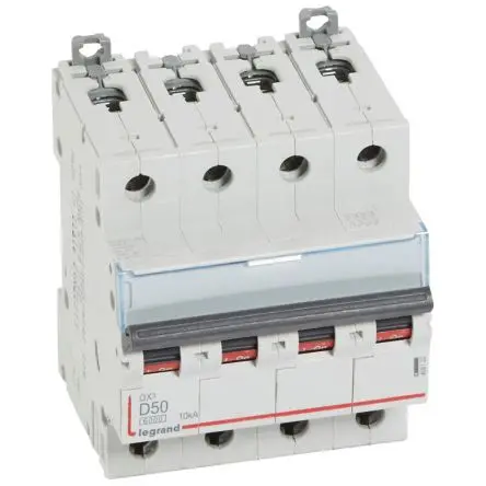 Produktfoto 1 von Legrand DX3 Schutzschalter Typ D, Pol 4-polig 50A 400V ac, Abschaltvermögen 10 kA DX3 400 V dc
