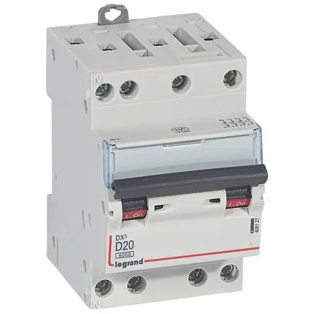 Produktfoto 1 von Legrand DX3 Schutzschalter Typ D, Pol 4-polig 20A 400V ac, Abschaltvermögen 10 kA DX3 400 V dc