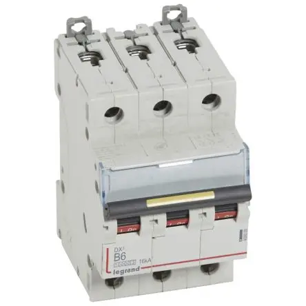 Produktfoto 1 von Legrand DX3 Schutzschalter Typ B, Pol 3-polig 6A 400V ac, Abschaltvermögen 6 kA DX3 400 V dc