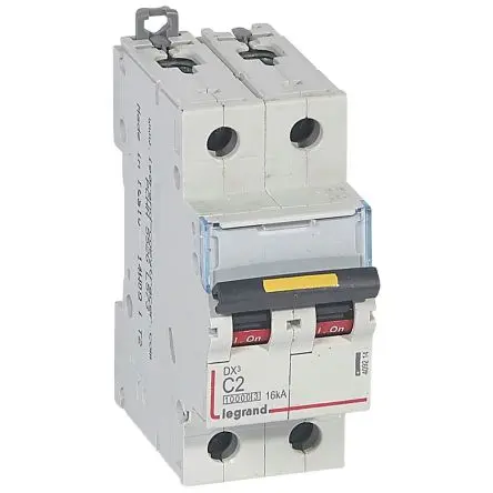 Produktfoto 1 von Legrand DX3 Schutzschalter Typ C, Pol 2-polig 2A 400V ac, Abschaltvermögen 6 kA DX3 400 V dc