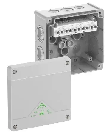 Produktfoto 1 von Spelsberg Abox 060-6² Polystyrol Abzweigdose Grau IP65 5 VDE Breite 127mm Höhe 70 mm Länge 127 mm