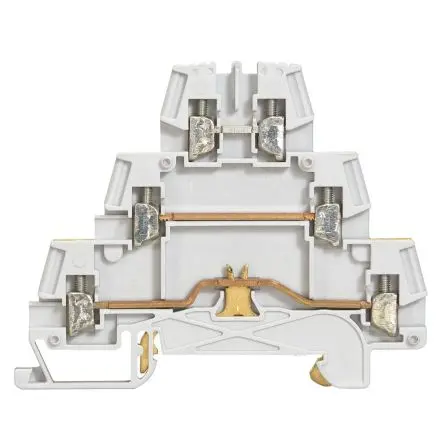 Produktfoto 1 von Legrand 372 Anschlussklemmenblock 3 Grau, Grün, Gelb, 2.5mm², 400V Schraubbefestigung ATEX