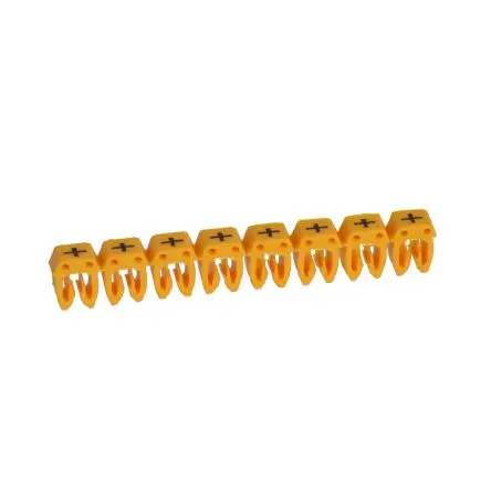 Produktfoto 1 von Legrand CAB 3 Kabelmarkierung Klemmbefestigung, Beschriftung: Pluszeichen +, Schwarz Gelb, Ø 5 mm - 3.8 mm