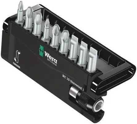 Produktfoto 1 von Wera Pozidriv, Phillips, Sechskant, Geschlitzt Sechskant 1/4 in 25 mm, Länge 155 mm, 10-teilig