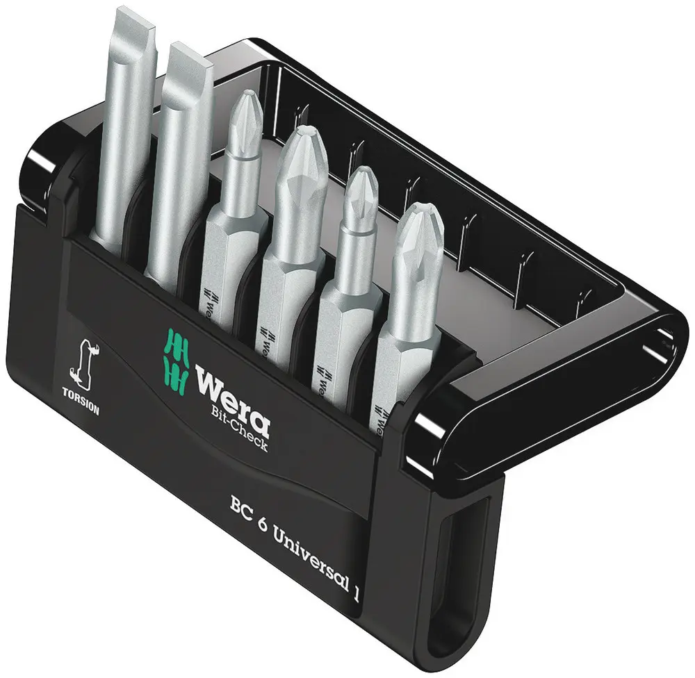 Produktfoto 1 von Wera Geschlitzt, Pozidriv, Phillips Bit-Checks/Bit-Safes Universal, Kunststoff 50 mm, Länge 50 mm, 6-teilig