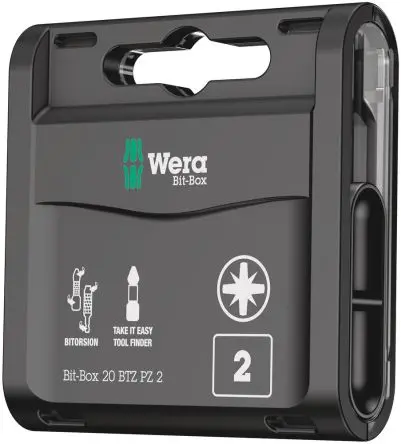 Wera Pozidriv Sechskant 1/4 in 25 mm, Länge 75 mm, 20-teilig