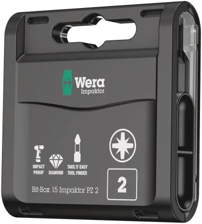 Wera Pozidriv Sechskant 1/4 in 25 mm, Länge 75 mm, 15-teilig