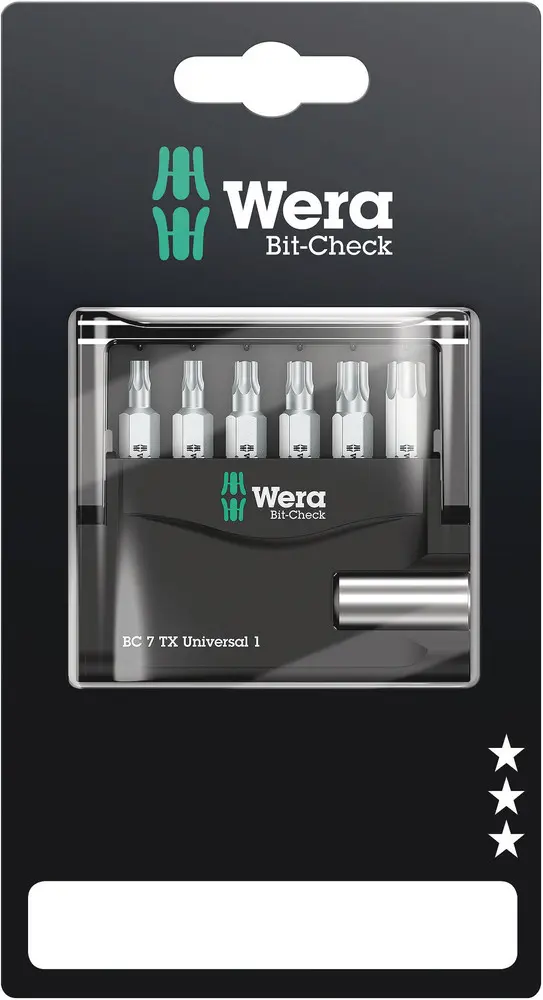 Produktfoto 1 von Wera Innensechsrund Universitäten Bit-Checks/Bit-Safes Universal, Kunststoff 25 mm, 7-teilig