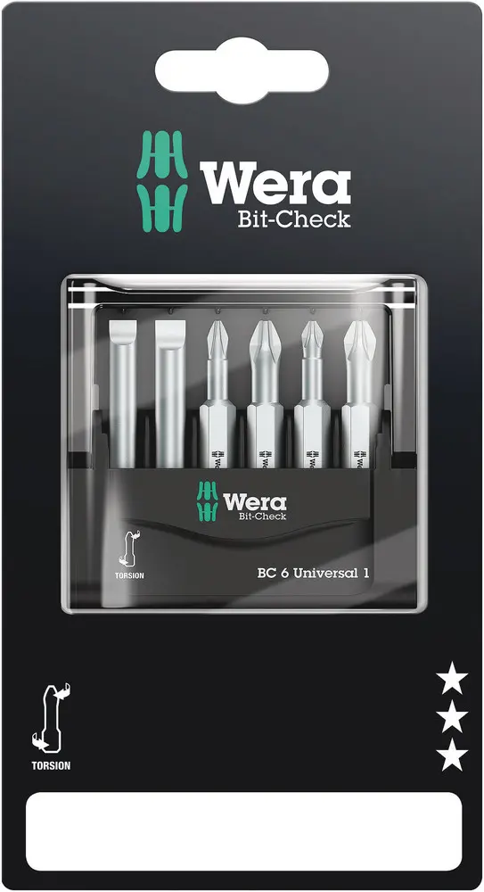 Wera Phillips, Pozidriv Bit-Checks/Bit-Safes Universal 50 mm, Länge 50 mm, 6-teilig