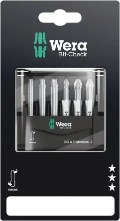 Produktfoto 1 von Wera Pozidriv, Phillips, Innensechsrund Universitäten Bit-Checks/Bit-Safes, Kunststoff 25 mm, Länge 50 mm, 6-teilig