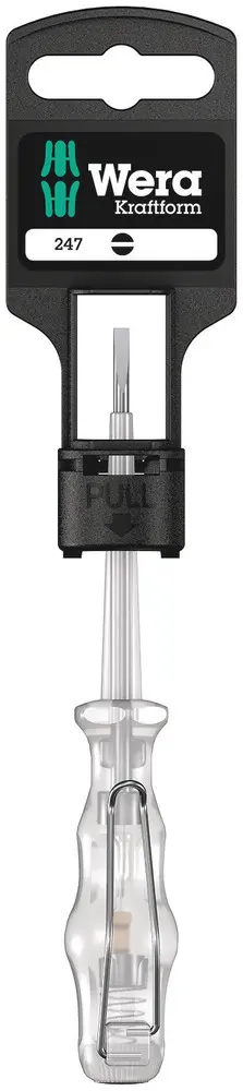 Produktfoto 1 von Wera Phasenprüfer, Klingen L. 70 mm, Spitze 0.5 x 3 mm, max. 250V