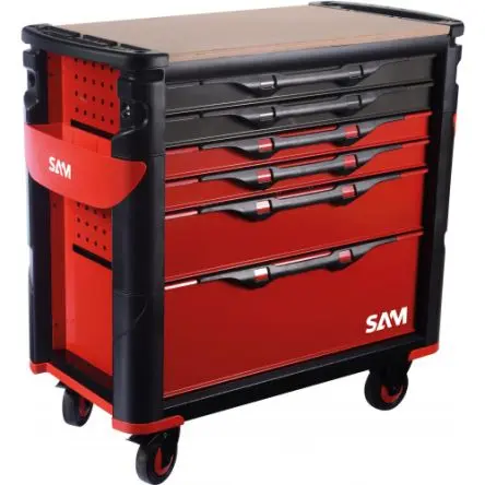 Produktfoto 1 von SAM Edelstahl Rollenschrank 6 Schubladen mit Rädern, 1 m x 510mm x 1.023 m