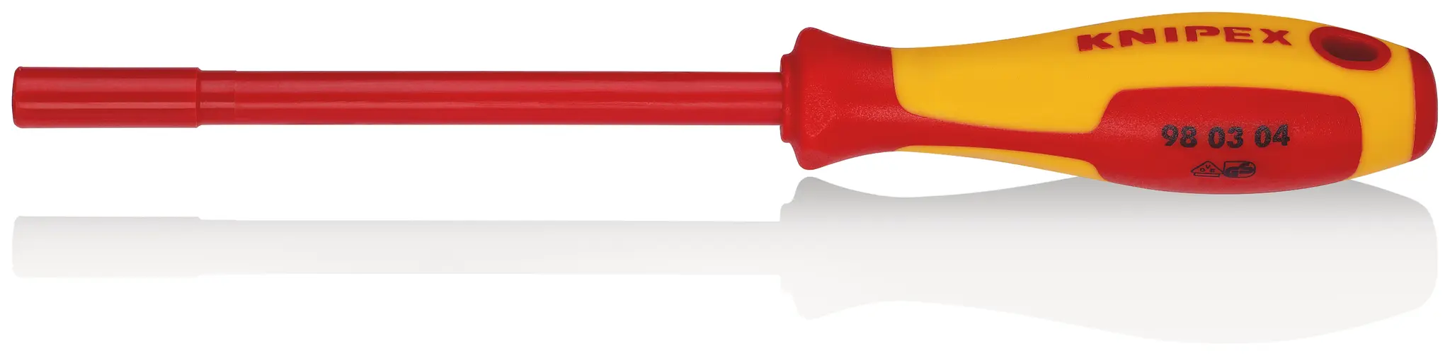 Produktfoto 1 von Knipex VDE 1000V zugelassen 4 mm Sechskant Steckschlüssel-Handgriff Höhensicher, Länge 230 mm / Klinge 125 mm