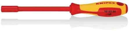 Produktfoto 1 von Knipex VDE 1000V zugelassen 6 mm Sechskant Steckschlüssel-Handgriff Höhensicher, Länge 232 mm / Klinge 125 mm