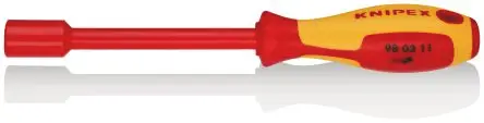 Produktfoto 1 von Knipex VDE 1000V zugelassen 11 mm Sechskant Steckschlüssel-Handgriff Höhensicher, Länge 237 mm / Klinge 125 mm
