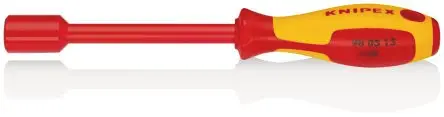 Produktfoto 1 von Knipex VDE 1000V zugelassen 13 mm Sechskant Steckschlüssel-Handgriff Höhensicher, Länge 237 mm / Klinge 125 mm