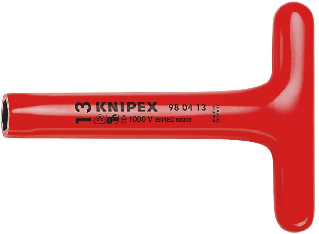 Knipex VDE 1000V zugelassen 8 mm Sechskant Steckschlüssel mit T-Griff, Länge 200 mm / Klinge 200 mm