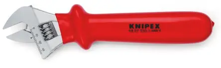 Produktfoto 1 von Knipex VDE 1000V zugelassen Schraubenschlüssel Rollgabelschlüssel, Isoliert Griff, Backenweite 30 mm, / Länge 260 mm