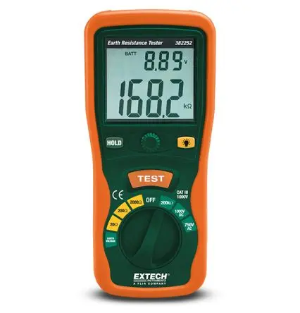 Produktfoto 1 von Extech 382252 Hintergrundbeleuchtung Erdungsprüfgeräte-Kit