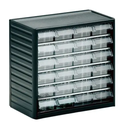 Produktfoto 1 von Treston 24 Polypropylen Schubladenmagazin Grau, 290 mm x 310mm x 180 mm