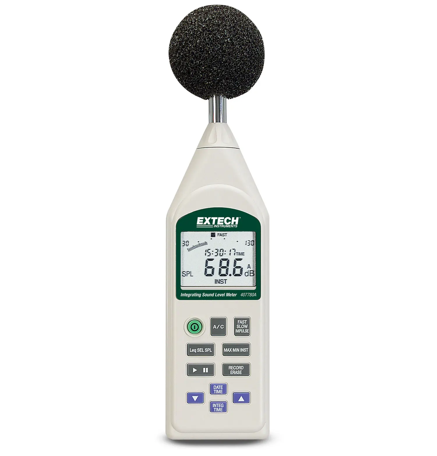 Produktfoto 1 von Extech Datenloggerfunktion LCD Schallpegelmessgerät 30 dB 130 dB 8 kHz 0.1 dB