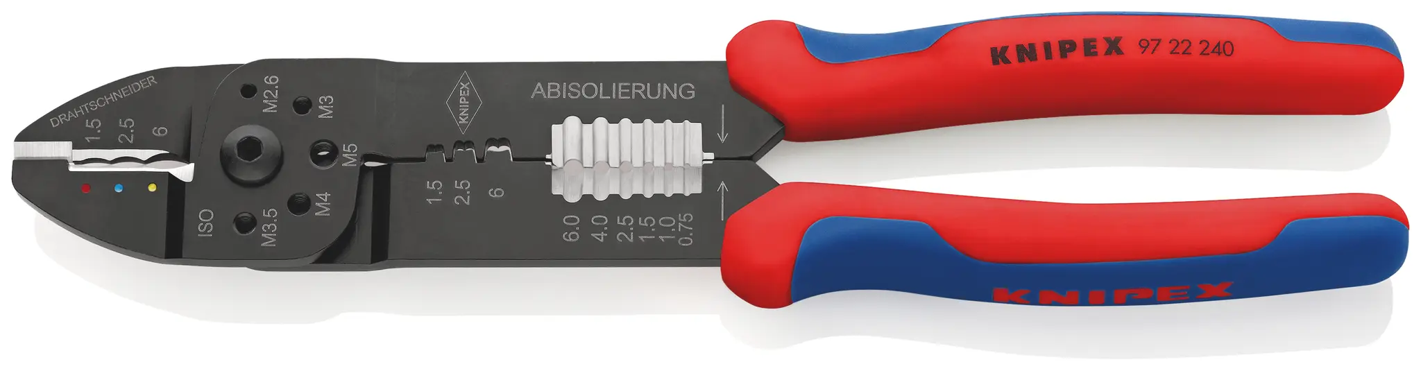 Produktfoto 1 von Knipex 97 Crimp-Werkzeug M 2.6 / M 3 / M 3.5 / M 4 and M 5 für Isolierte Anschlussklemmen, 240 mm